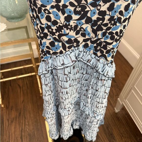 Anthropologie Blueflower Silk Swing Dress by Anna Sui Blue Motif-jj11 - Picture 5 of 9